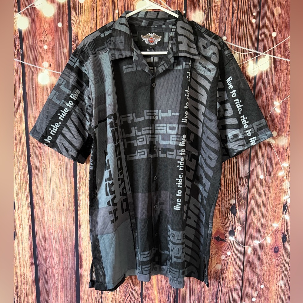 Harley-Davidson Live To Ride All Over Print Mesh Button Up
Short Sleeve Shirt M